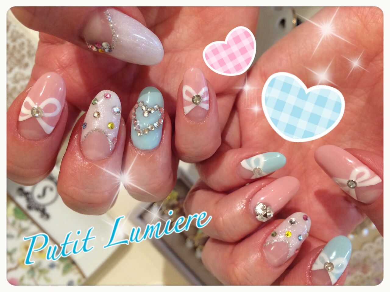 tiffany colorで…
りぼんネイル♡