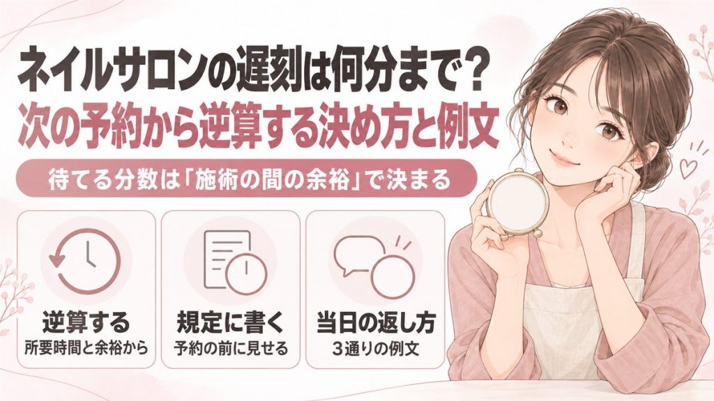 ネイルサロンの遅刻は何分まで？次の予約から逆算する決め方と例文