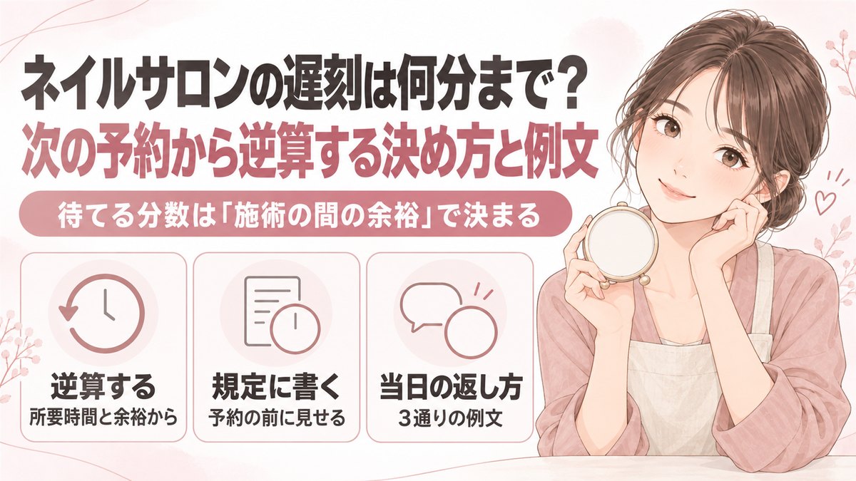 ネイルサロンの遅刻は何分まで？次の予約から逆算する決め方と例文