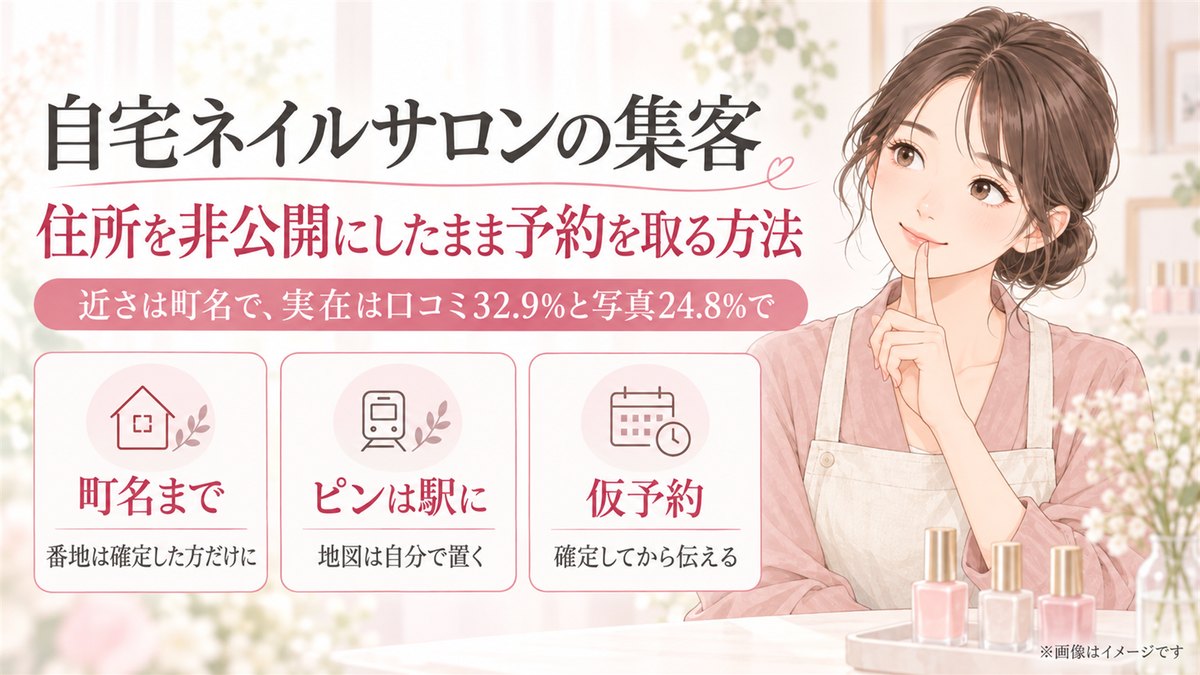 自宅ネイルサロンの集客｜住所を非公開にしたまま予約を取る方法