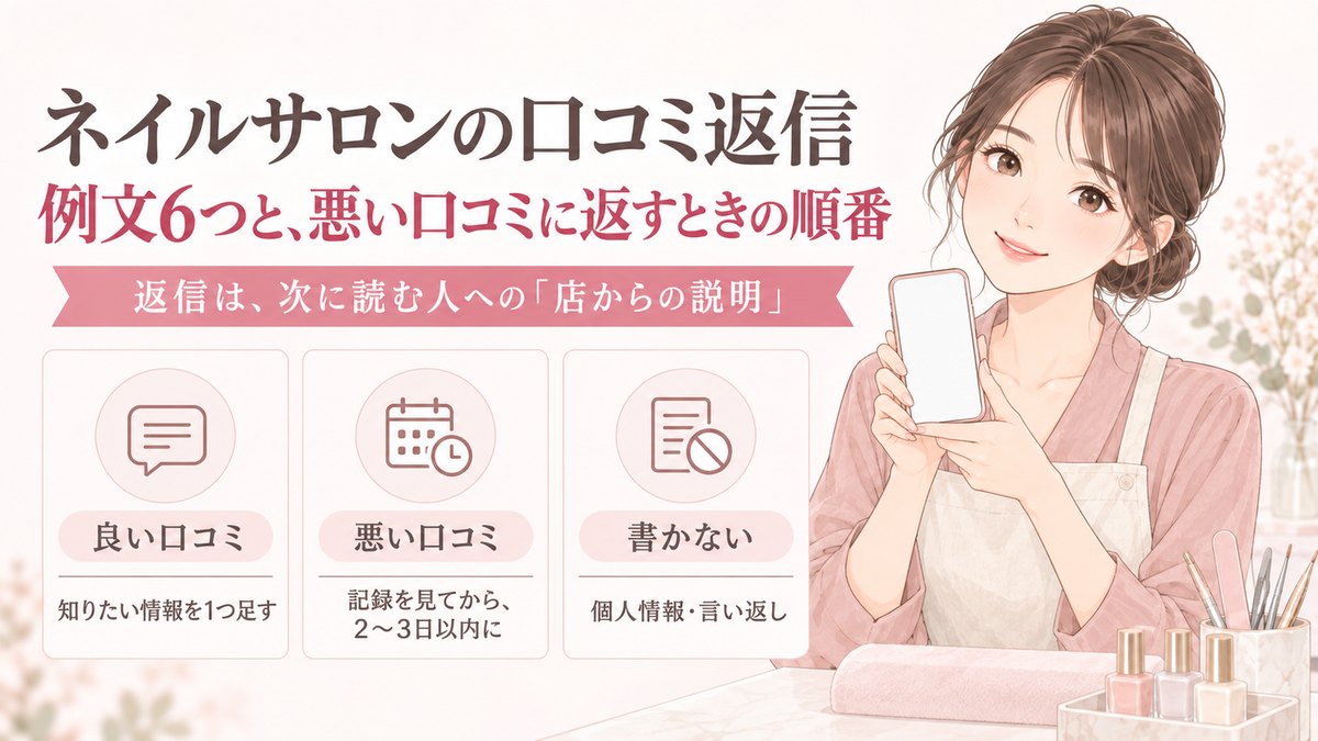 ネイルサロンの口コミ返信｜例文6つと、悪い口コミに返すときの順番