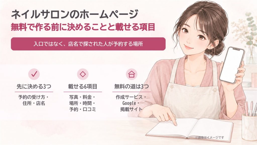 ネイルサロンのホームページ｜無料で作る前に決めることと載せる項目