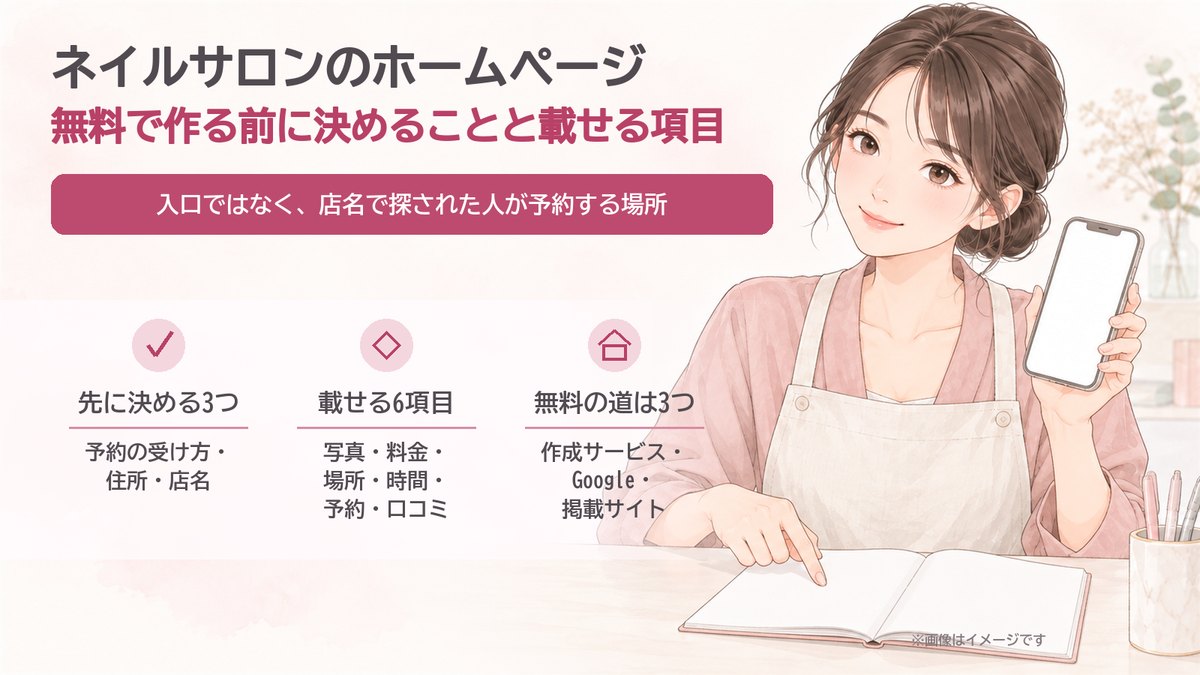 ネイルサロンのホームページ｜無料で作る前に決めることと載せる項目