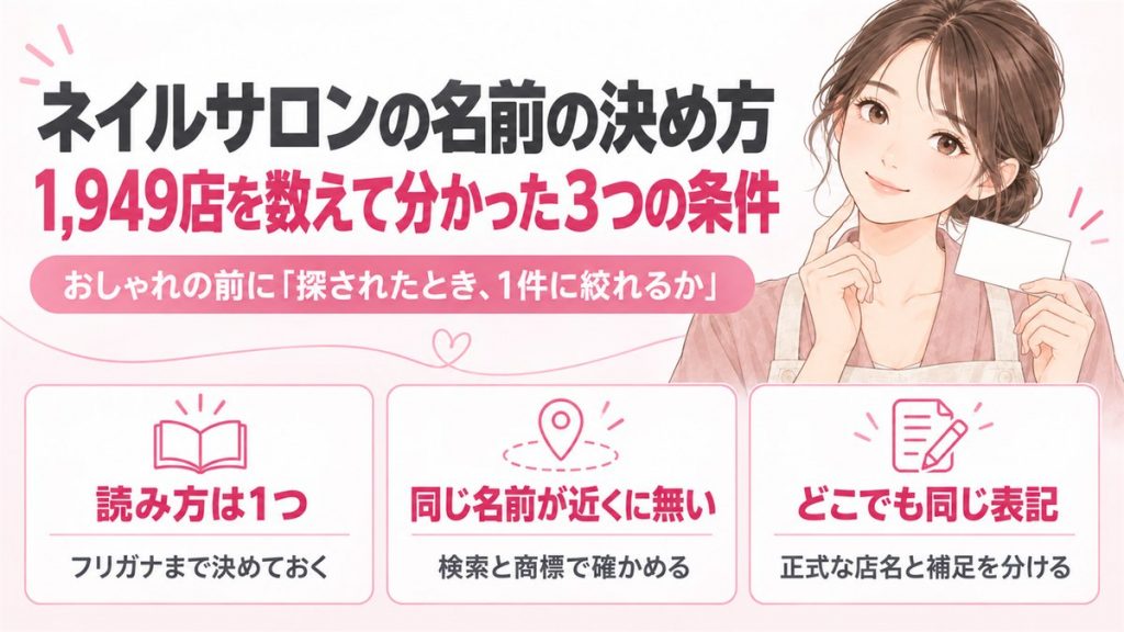 ネイルサロンの名前の決め方|1,949店を数えて分かった3つの条件