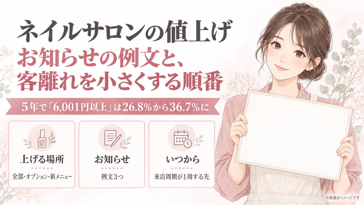 ネイルサロンの値上げ｜お知らせの例文と、客離れを小さくする順番