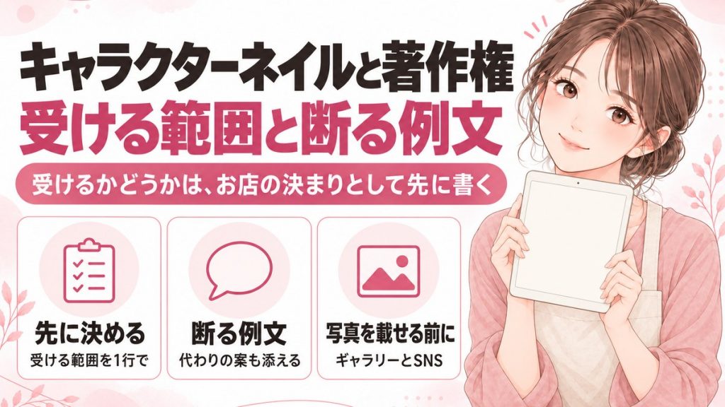 キャラクターネイルと著作権｜サロンが受ける範囲の決め方と断る例文