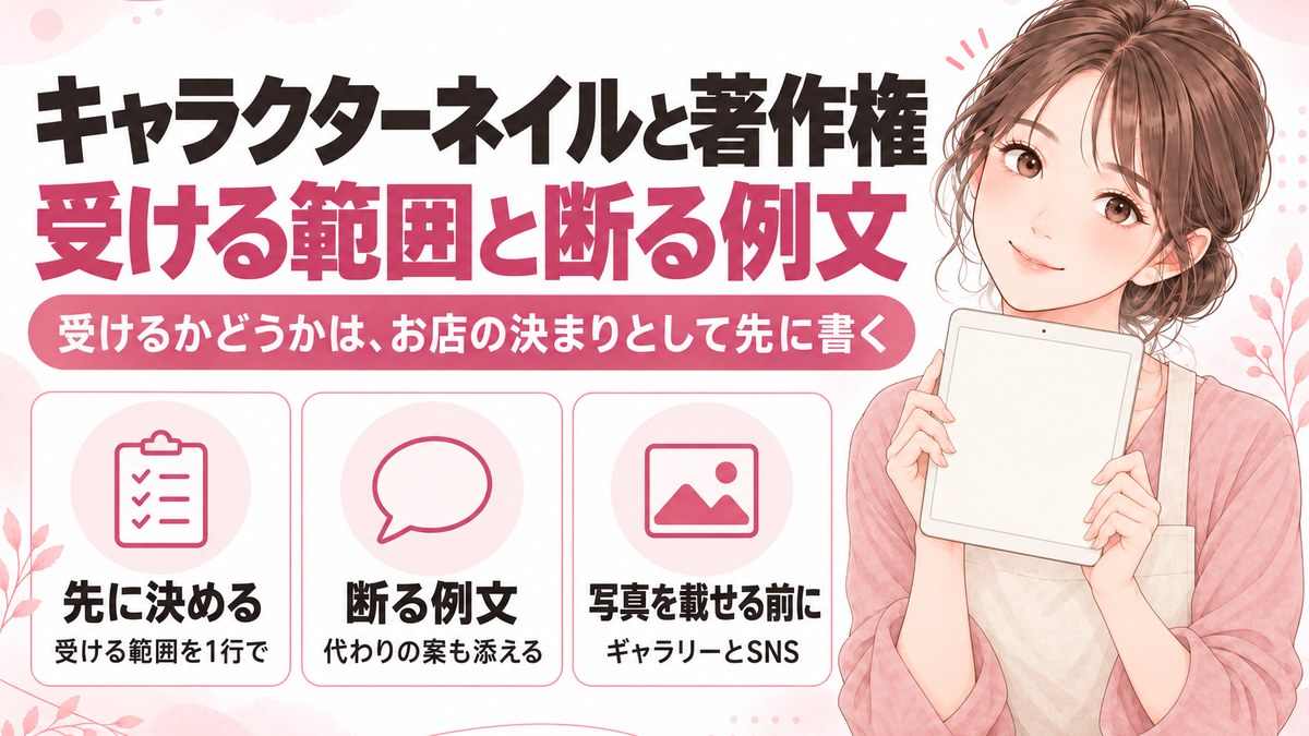 キャラクターネイルと著作権｜サロンが受ける範囲の決め方と断る例文