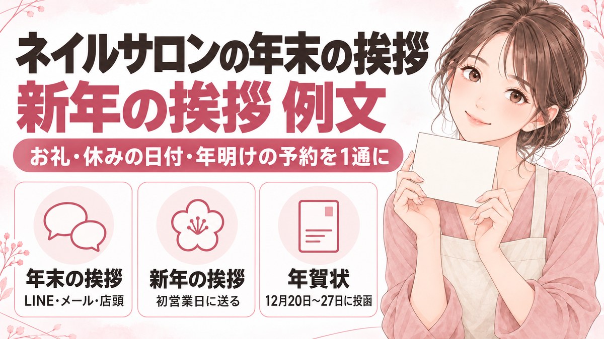 ネイルサロンの年末の挨拶・新年の挨拶 例文｜LINE・メール・年賀状を送る時期