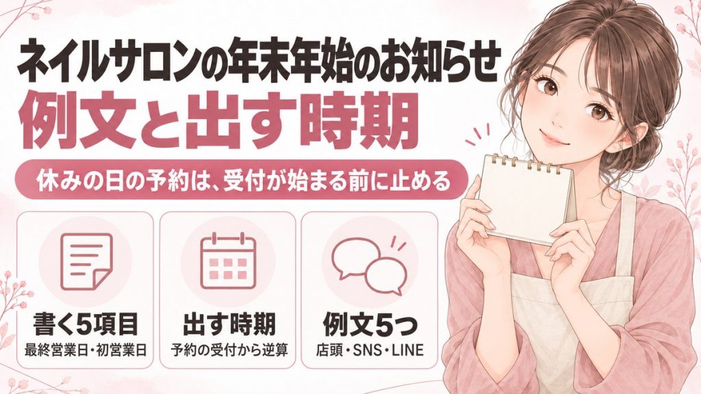 ネイルサロンの年末年始のお知らせ例文｜お休みの書き方と出す時期