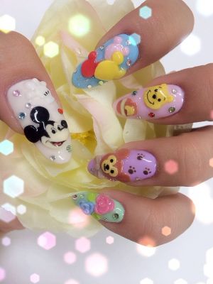 パステル×3Dキャラクターと風船のデコネイル