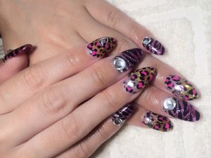 パープル×ピンクのレオパードとゼブラ×大粒ストーン