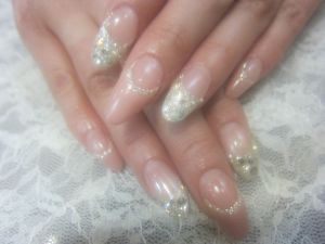 クリアのラメフレンチ×シルバーグリッター