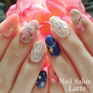 フラワー×ニットネイル〜マット加工