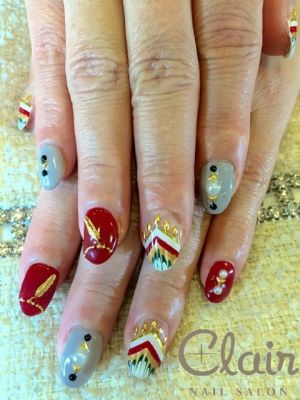 フェザーパーツでボヘミアンネイル