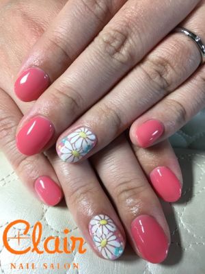お花アートでスプリングネイル