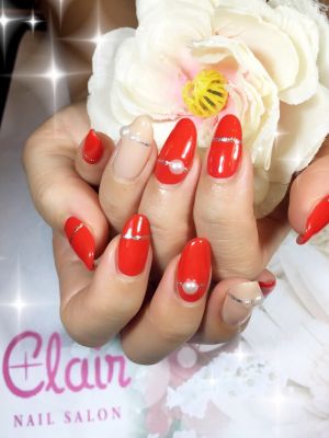 定額よりカラー変更で美爪レッドネイル