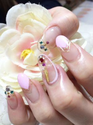 涼しげ♪ スカルプ長さ出し♡クリアネイル