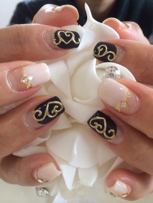 ハンド定額　ベージュ＆ネイビー