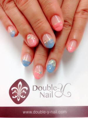 ピンク＆ブルーネイル☆
