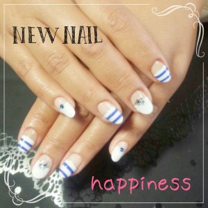 お客様ネイル『ブルーボーダーネイル』