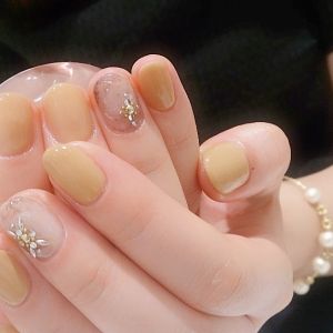 キャメル×天然石マーブル