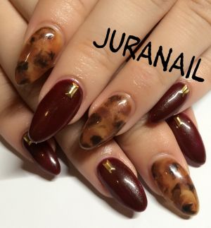 ボルドー×べっ甲ネイル