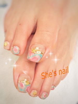 夏プッチフットネイル♡