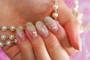 パステルピンク×ブルーのニュアンス×金箔